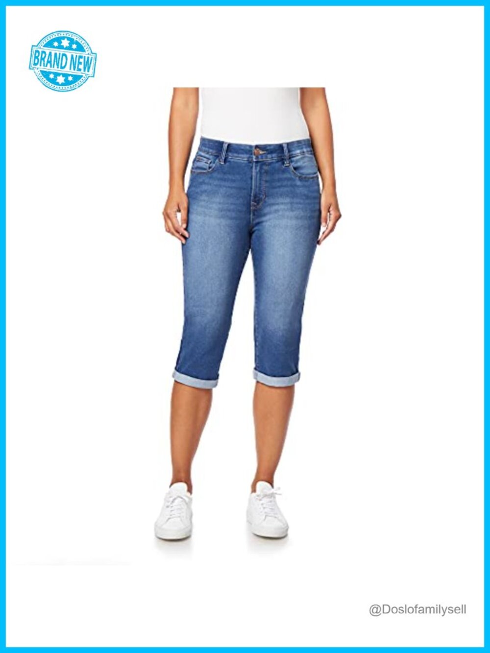 Figure Enhancing Stretch Denim Capri JEans Mid-Rise 17" Inseam